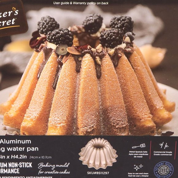 Baker's Secret Fluted Cast Aluminum Bundt Pan - Spring Water Design - 7.2 Cup - Picture 2 of 6